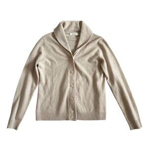 Peck & Peck Womens Sz L Beige Pure Cashmere Button-Up Casual Cardigan Sweater